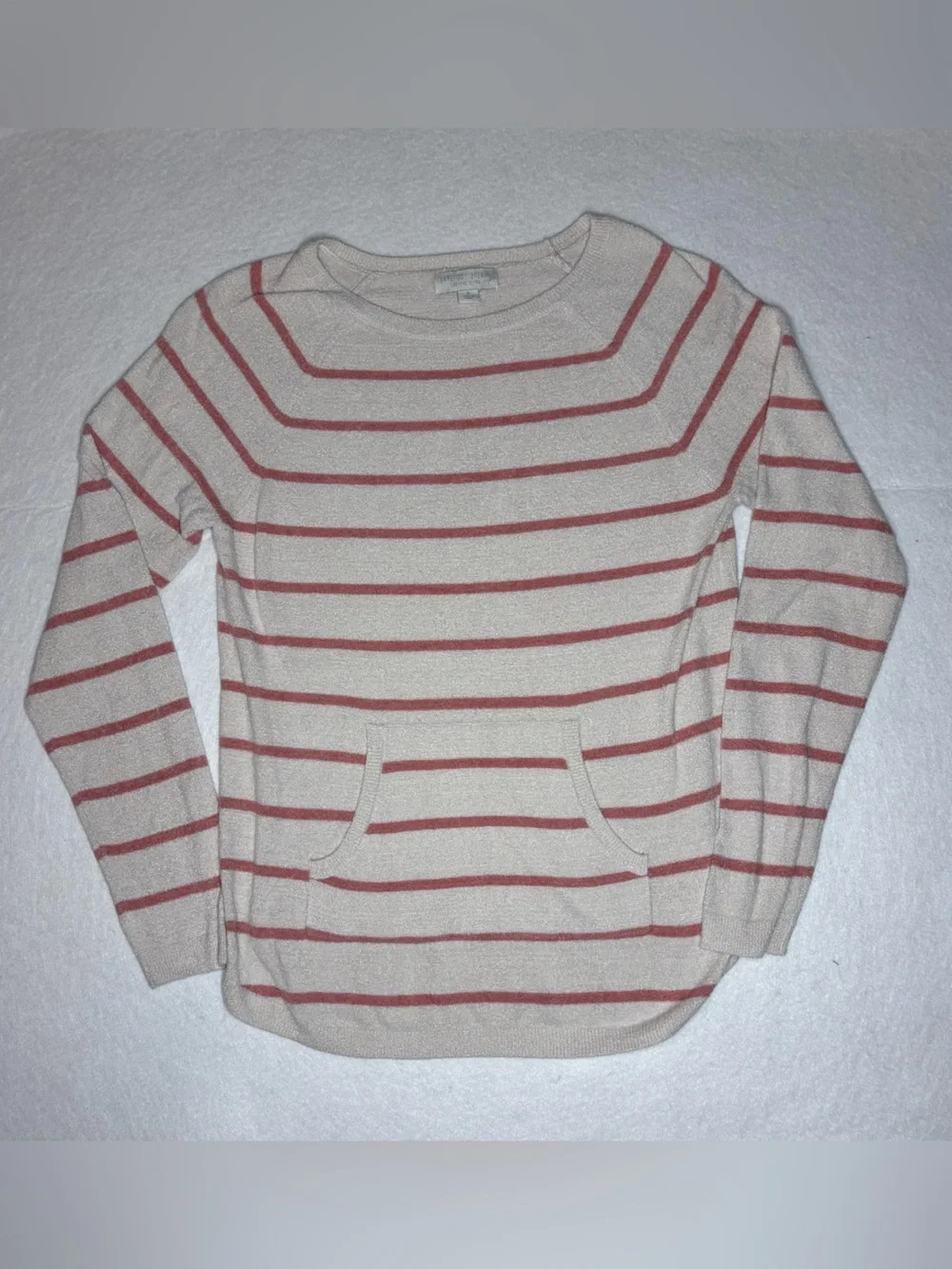 Barefoot Dreams CozyChic Ultra Lite Woman’s Crewneck Sweater with Rust Stripes